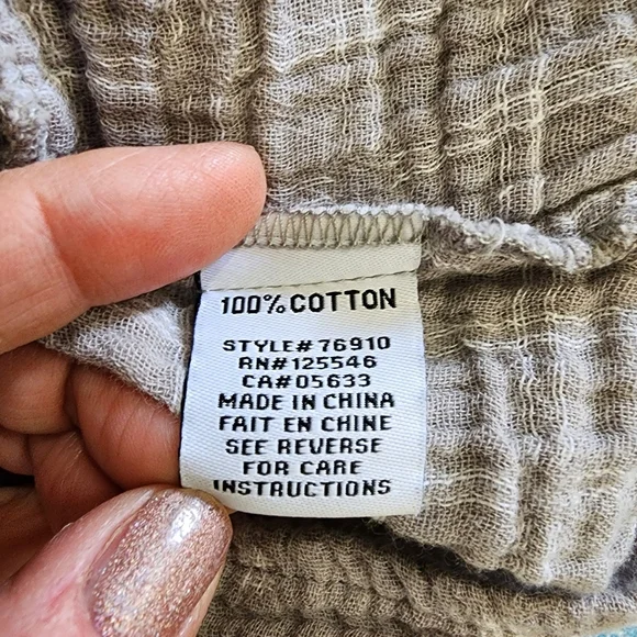 Habitat Gauzy Cotton Blouse Top Popover Raw Edge Seams 3/4 Sleeve size Medium - Picture 6 of 10